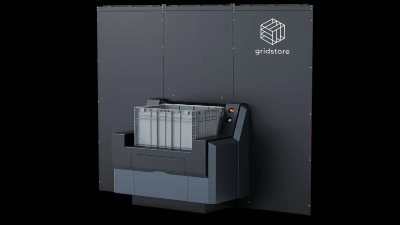 Gridstore dispensing station with box